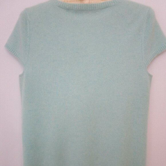 CASHMERE Aqua Blue Pullover Sweater Cap Sleeve Cuddly - Picture 6 of 9